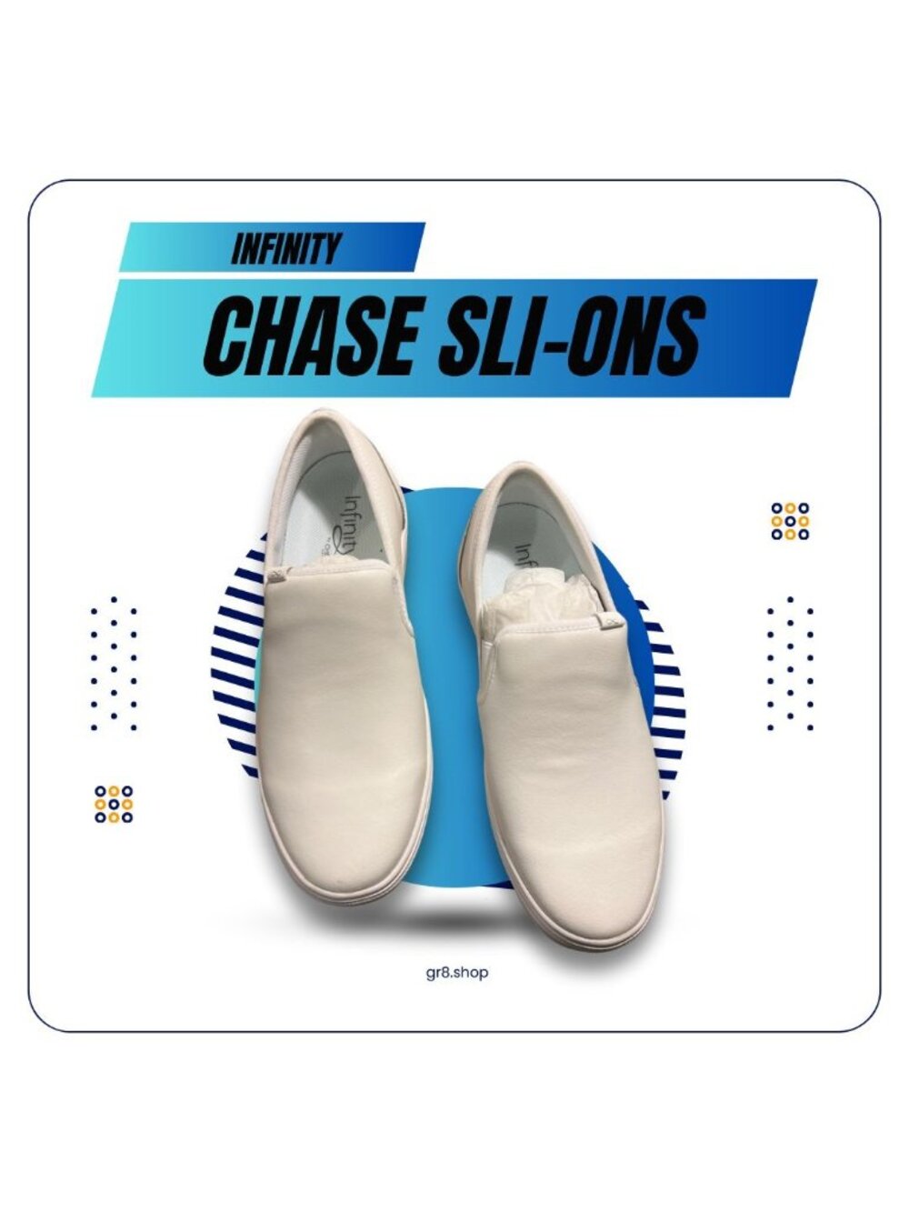 Infinity Chase Slip-On Shoes Size 8 White Casual Comfort Sneakers New With Box